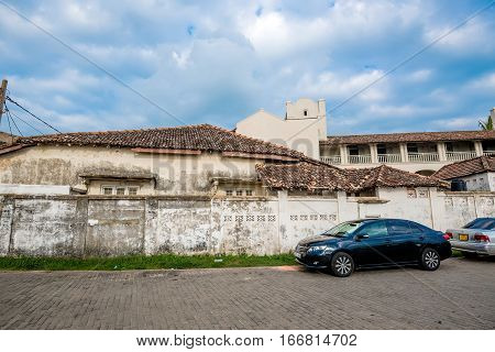 FORT, GALLE, SRI LANKA - CIRCA DECEMBER 2016: Scenic view of streets at old colonial fort Galle in Sri Lanka
