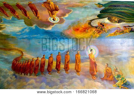 Peintings of Maha Wizaya Paya pagoda at Yangon on Myanmar