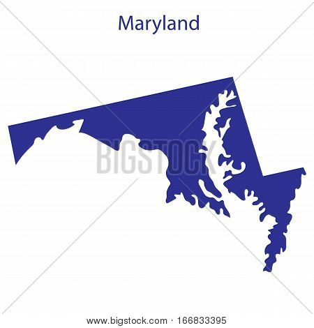 United States, Maryland. Dark blue silhouette of the state on its borders.