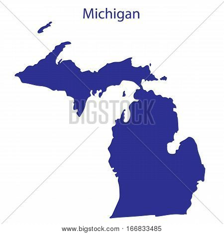 United States, Michigan. Dark blue silhouette of the state on its borders.