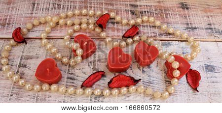 Candle in the shape of a heart for Valentine's Day or Easter gift