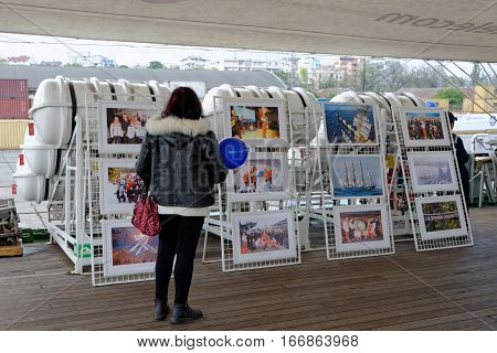 VARNA, BULGARIA - APRIL 30, 2014: Varna is a host of the prestigious international maritime event for a second time - the SCF Black Sea Tall Ships Regatta. The Russian 