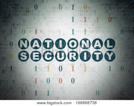 Safety concept: Painted blue text National Security on Digital Data Paper background with Binary Code