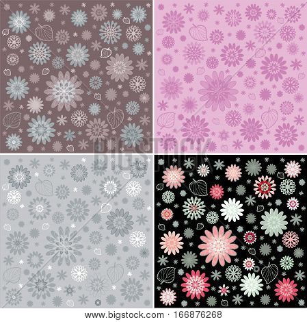 set of floral color pattern stylish texture