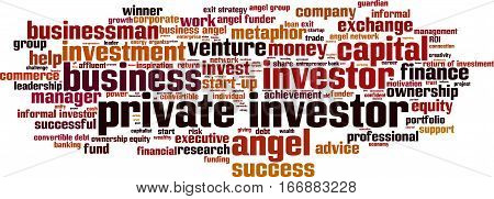 Private investor word cloud concept. Vector illustration