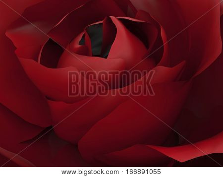 3D illustration zoom macro of red rose