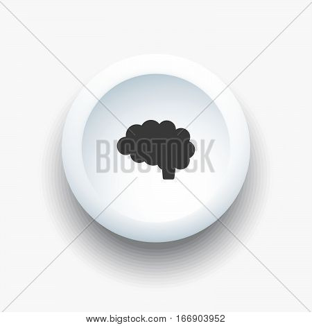 Brain icon on a white 3D button illustration