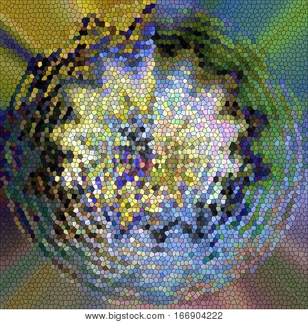 Abstract coloring background of the horizon gradient with visual wave,poolar coordinates and stained glass effects