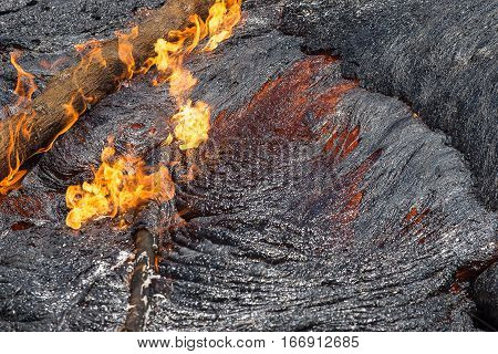 Close Up Lava Flow In Lava Field