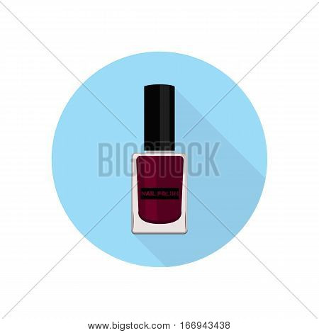 Nail polish. Vector illustration. Blue background. Flat style.