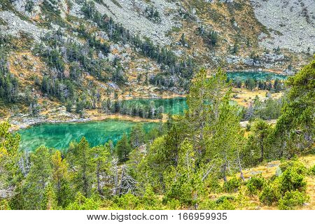 Beautiful high altitude lakes (les Laquettes) located in Pyrenees Mountains in Neouvielle Massif.