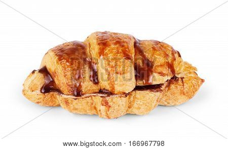 croissants on a white background croissants with chocolate filling on a white background croissants with chocolate on a white background