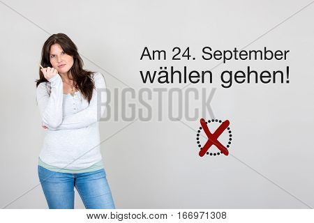 Woman With German Appeal To Vote At German Federal Election 2017