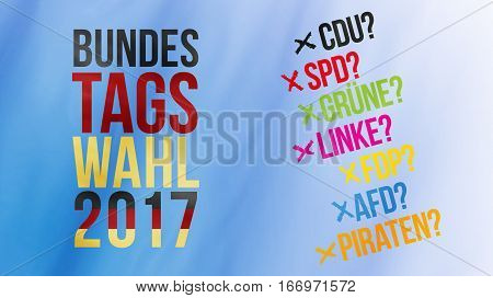 German Words For Federal Election 2017 In Black Red Gold And German Parties
