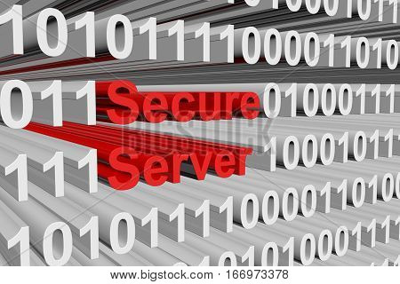 secure server is presented in the form of binary code 3d illustration
