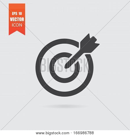 Target Icon In Flat Style Isolated On Grey Background.