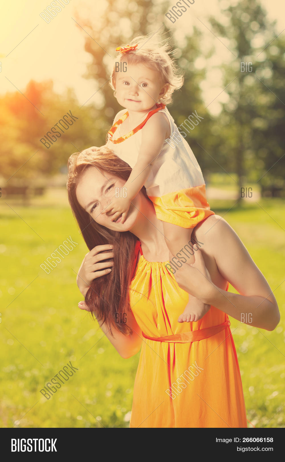 beautiful mom and baby