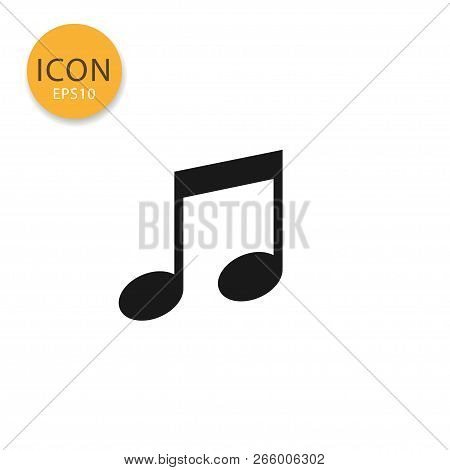 Music Note Icon Flat Style In Black Color Vector Illustration On White Background.