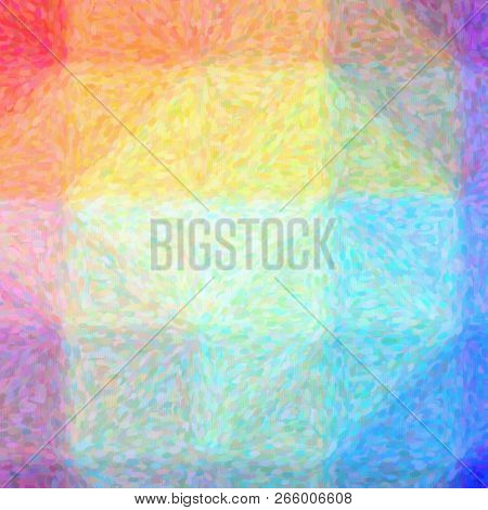 Illustration Of Red, Yellow, Green And Blue Impressionist Pointlilism Square Background Digitally Ge