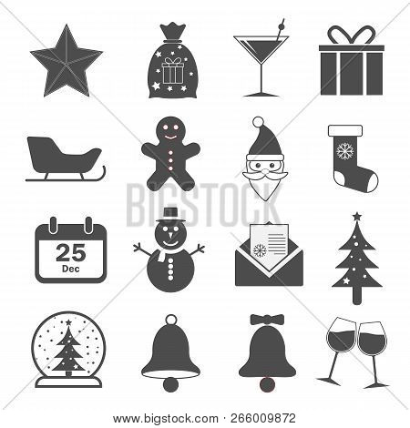 Christmas Icons Set. Vector Illustrations. Flat Design.