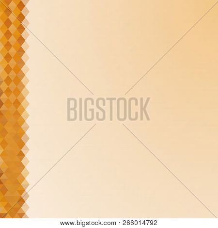 Beige Blank Background With Geometric Triangular Strip On The Side. Abstract Vector Illustration.
