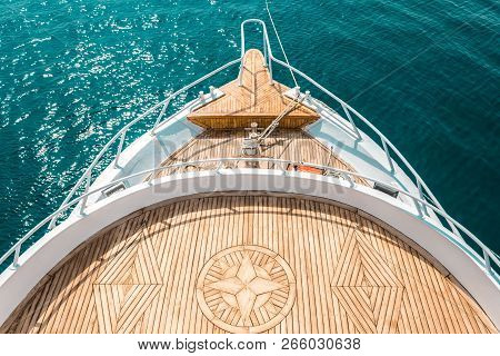 Luxury Yacht, Stern Interior, Comfortable Design For Rest Leisure Tourism Travel And Vacation Concep