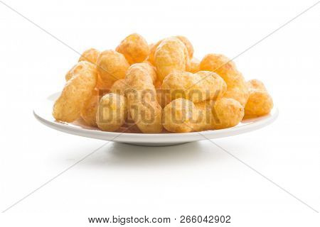 Crispy Peanut Puffs isolated on white background.