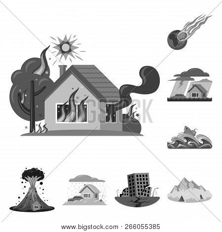 Vector Illustration Of Natural And Disaster Sign. Collection Of Natural And Risk Vector Icon For Sto
