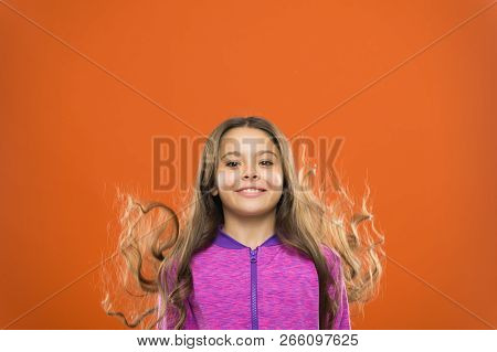 Little Girl Grow Long Hair. Teaching Child Healthy Hair Care Habits. Strong Hair Concept. Melanin Su
