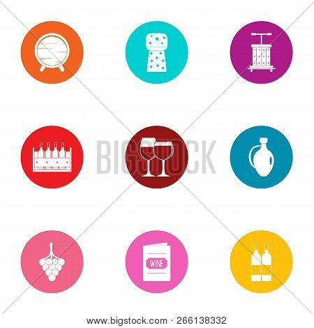 Vineyard Icons Set. Flat Set Of 9 Vineyard Icons For Web Isolated On White Background