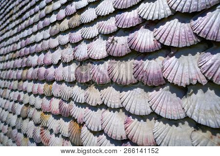 La toja island Toxa Chapel made of sea shells in Pontevedra Galicia Spain