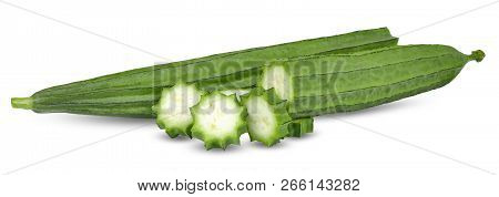 Luffa Acutangula Isolated On White Clipping Path.