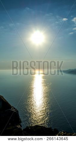 View From The Fortress Calais. Sunset At The Beach In Alanya, Turkey. View Of The Castle Hill And Se