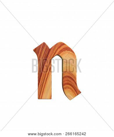 3d Rendering Font Polished Rosewood Endgrain Germania Front Lowercase N