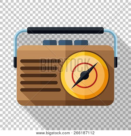 Ratro Radio Icon Icon In Flat Style With Long Shadow On Transparent Background