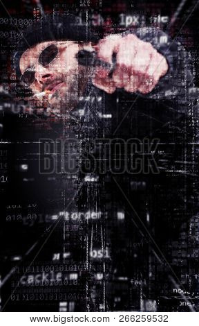 Criminal pointing a gun in a digital environment