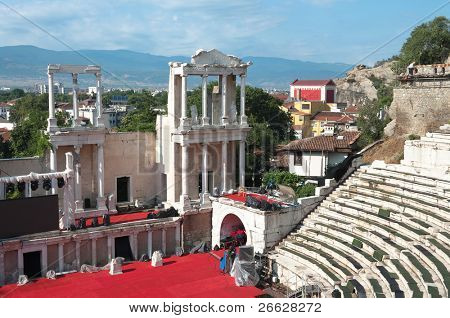trin og fase af romerske amfiteater i Plovdiv, Bulgarien