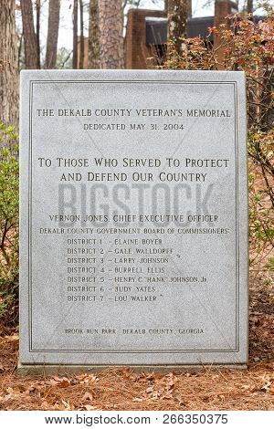 Dunwoody, Georgia - March, 20, 2015:  The Dekalb County Veterans Memorial Was Dedicated On May 31, 2