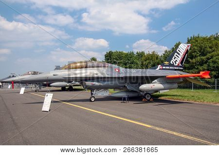 Cambrai, France - Jun 26, 2010: Royal Danish Air Force F-16 Fighter Jet Aircraft On The Tarmac Of Ca