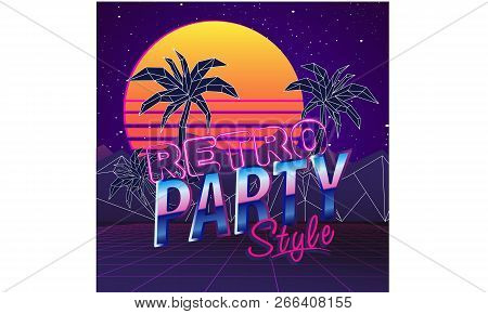 Stock Vector  Eighties Retro Neon Style Ultra Violet Vintage Style Disco Design Fashion Party
