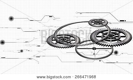 Vector Abstract Technological Gear Sketch Background Design