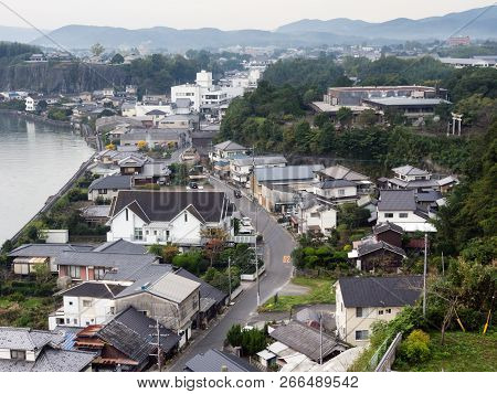 Kitsuki, Japan - October 31, 2016: Kitsuki City View From The Top Of Kitsuki Castle In Oita Prefectu