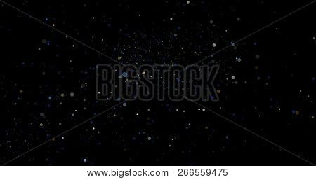 Flying Dust Particles On A Black Background