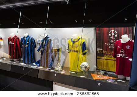 Milan, Italy - 6 June 2018: The Museum Is Famous For Players Of Football Clubs Inter Milan And Milan