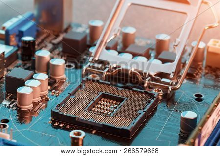 Electronic Engineer Of Computer Technology. Maintenance Computer Cpu Hardware Upgrade Of Motherboard