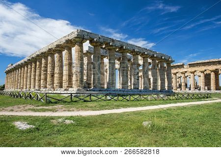 Ancient Greek Archeological Sites  In Poseidonia (paestum), Campania, Southern Italy