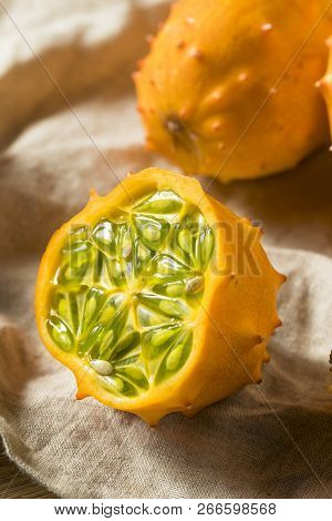 Raw Orange Organic  Kiwano Horned Melons