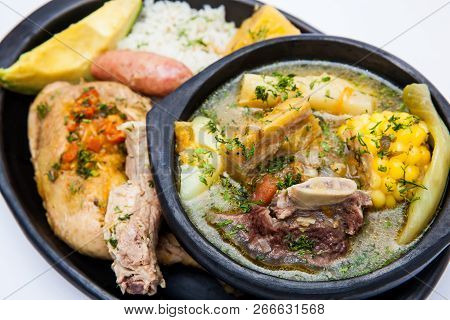 Traditional Colombian Soup From The Region Of Santander Called Puchero