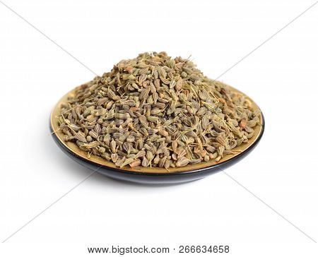 Anise, Also Called Aniseed Or Pimpinella Anisum. Isolated On White Background.