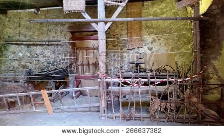 Corvin, Romania - July 22, 2017: Collection Of Exhibits At Corvin Castle In Romania